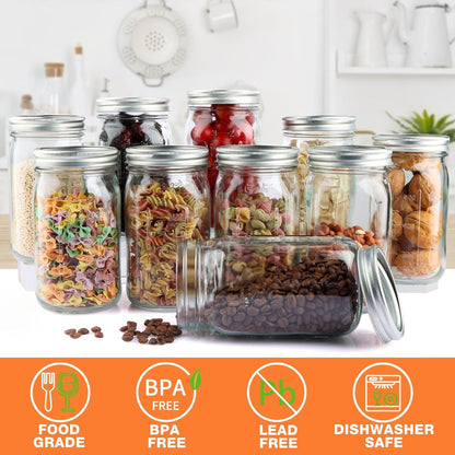 Wide Mouth Mason Jars with Lids 32 Oz, 12 Pack Quart Canning Jars | Clear Glass Mason Jars with Lids and Bands for Preserving, Canning, Meal Prep, Pickling3