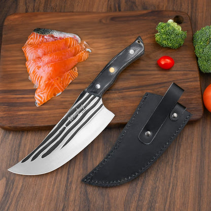 Kitchen Knife, Knives with Sheath Hand Forged Butcher Knife for Meat Cutting Cooking Meat Cleaver Chef Knives for Outdoor Camping, BBQ1