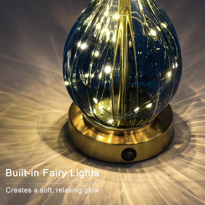 22" Blue Glass Table Lamps with Fairy Lights for Bedroom Nightstands4