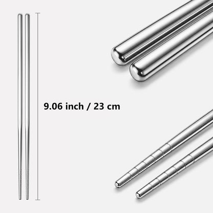 6 Pairs 304 Stainless Steel Reusable Chopsticks, Silver | Non-Slip Tips, Dishwasher Safe & Lightweight, for Sushi, Ramen, Noodles, Rice & Asian Cuisine, Premium Gift Set, Food Grade2