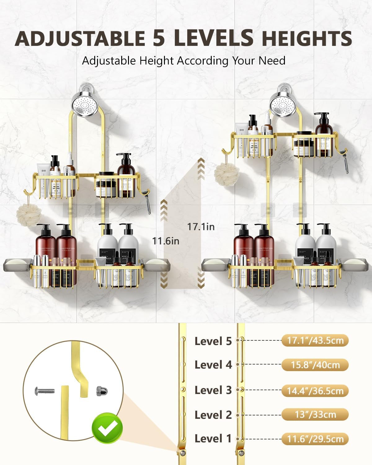 adjustable-shower-caddy-hanging-never-rust-shower-organizer-hanging-aluminum-shower-racks-for-inside-shower-bathroom-organizers-and-storage-with-2-soap-holders-and-2-removable-hooks-gold