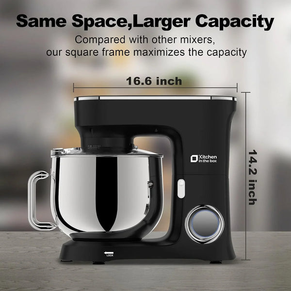 Stand Mixer 8.5 QT, 900 Watt Heavy Dough Mixer (Black) | 10 Speed Adjustable, 8.5 Quart Mixing Bowl with Handle, Tilt-Head, Whisk, Flat Beater and Splash Guard3