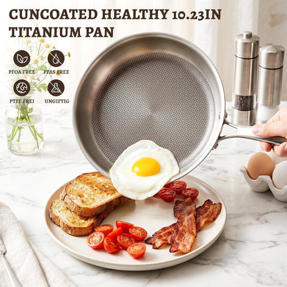 7.8 Inch Titanium Pans for Cooking, Titanium Frying Pan with Lid | Large Family Size Titanium Non-Toxic Healthy Cookware, Induction Compatible & Oven Safe for Even Heating3