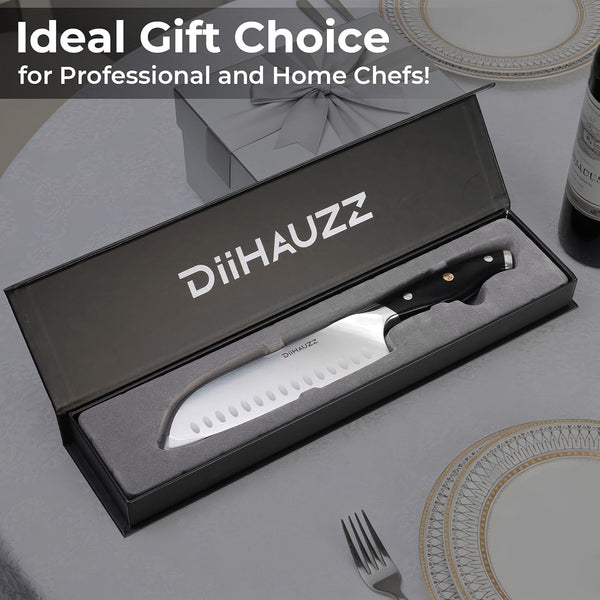Santoku Knife, 7 Inch High Carbon Steel Kitchen Knife8