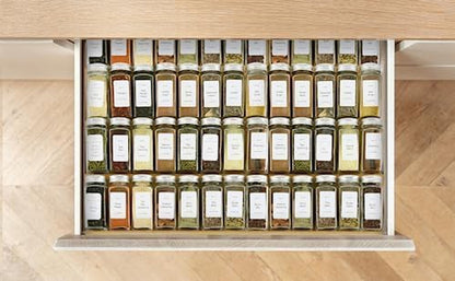 Spice Drawer Organzier,4 Tiers- 8Pcs Bamboo Spice Rack Tray Insert for Cabinet Drawer Countertop, Kitchen Seasoning Storage Drawer Organization,22" Wide X 15.8" Deep （Hold up to 48 Jars7