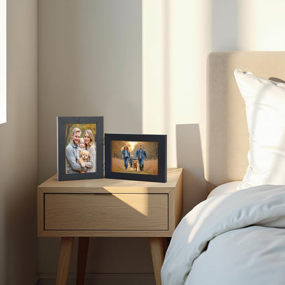 4X6 Double Hinged Picture Frame with Real Glass, PS04-BKD66