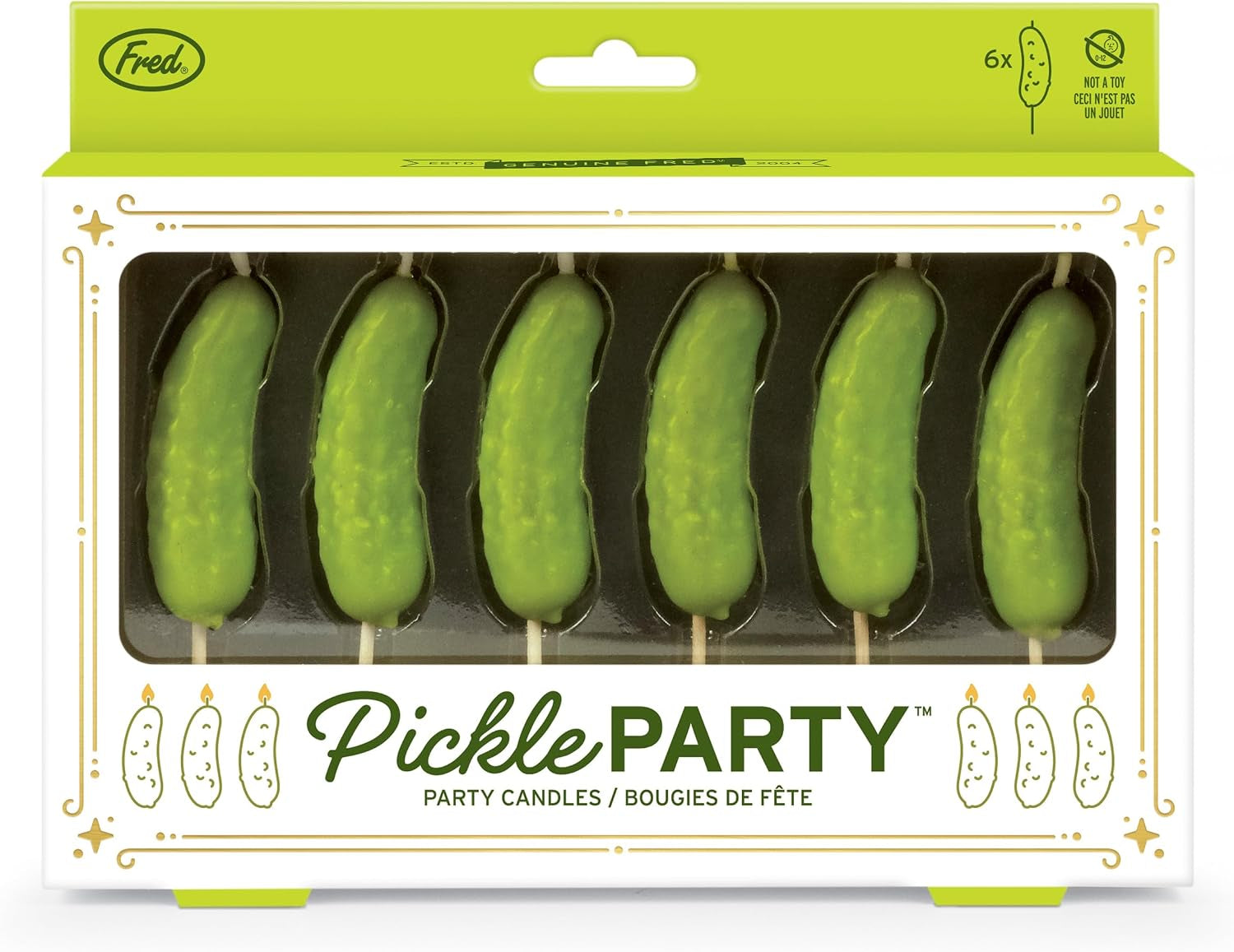 genuine-fred-pickle-party-candles-set-of-6-quirky-pickle-shaped-party-birthday-candles-2-tall-fun-and-unique-party-decor-gift-ready-package