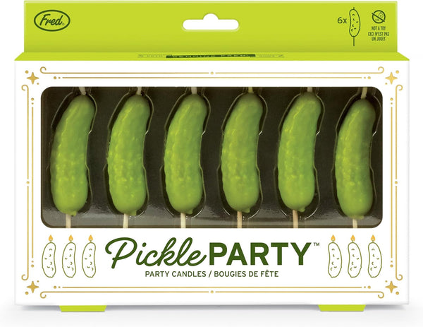Genuine Fred Pickle Party Candles Set of 6 Quirky Pickle-Shaped Party Birthday Candles 2" Tall Fun and Unique Party Decor Gift-Ready Package4