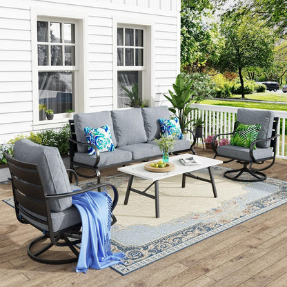 4 Piece Metal Patio Furniture Set with Gray Cushions1