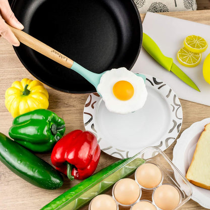 Cooking Utensils Set, 18Pcs Kitchen Silicone Utensils, Heat Resistant Non Toxic & Bpa-Free with Holder & Wooden Handle, Home Essential Accessories, Teal(Turquoise)7