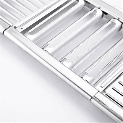4-In-1 Stainless Steel Mandoline Slicer – Adjustable Vegetable Grater and Peeler with 3 Interchangeable Blades – for Potatoes, Carrots, Cucumbers – Dishwasher Safe Kitchen Tool – Silver1