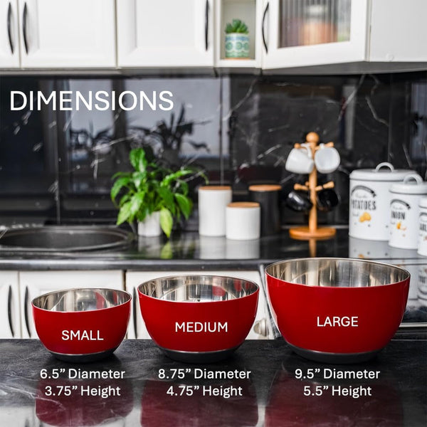 Stainless Steel Mixing Bowls Set, 3-Piece with Silicone Base8