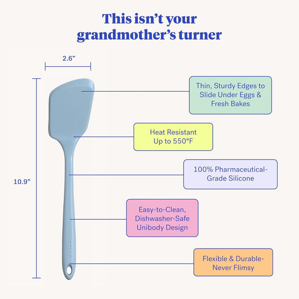: Get It Right Kitchen Silicone Spatula Turner - Non-Toxic Cooking Utensils for Nonstick Cookware, Cooking and Baking, Mini Flip- 11IN - Slate3