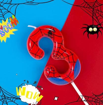 2.76 Inch Number 3 Spider Birthday Candles, Spider Cartoon Themed Number Candles, Cake Number Candles, Party Celebration2