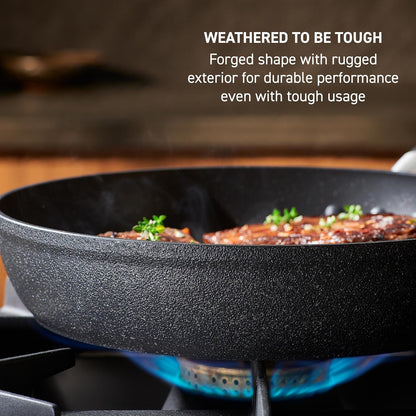 Stone Force Platinum Non Stick Cookware Set 12 Piece, Oven Broiler Safe 400°F, Kitchen Cooking Set W/Fry Pans, Saucepans, Dutch Oven, Tools, Steamer Insert, Lids, Cookware, Dishwasher Safe Black3