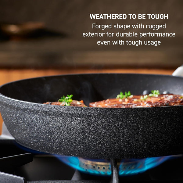 Stone Force Platinum Non Stick Cookware Set 12 Piece, Oven Broiler Safe 400°F, Kitchen Cooking Set W/Fry Pans, Saucepans, Dutch Oven, Tools, Steamer Insert, Lids, Cookware, Dishwasher Safe Black3