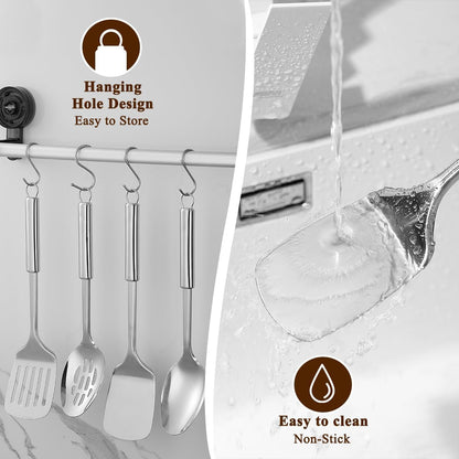 Kitchen Utensils Set 4Pcs, Stainless Steel Cooking Utensils Set, Kitchen Tools Spatulas Set, Cooking Spoons, Home Essentials Kitchen Gadgets Accessories7