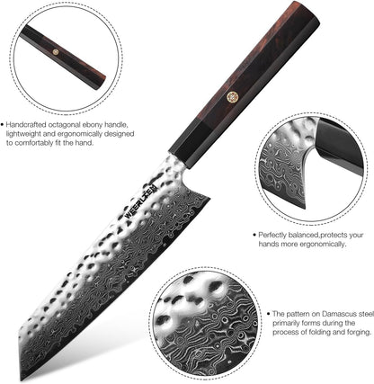 Kiritsuke Chef Knife 8 Inch, Hand-Forged 67-Layer VG10 High Carbon Steel Japanese Damascus Chef Knife, Ultra Sharp Hammered Damascus Chef Knife with Octagonal Ebony Handle & Gift Box4