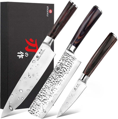 3 Pieces Knife Set, Japanese HC Stainless Steel Kitchen Knife Set, Professional Chef Knife Set with Ergonomic Pakkawood Handle, Ultra Sharp Knives Set for Kitchen & Home Cooking, Best Gifts1