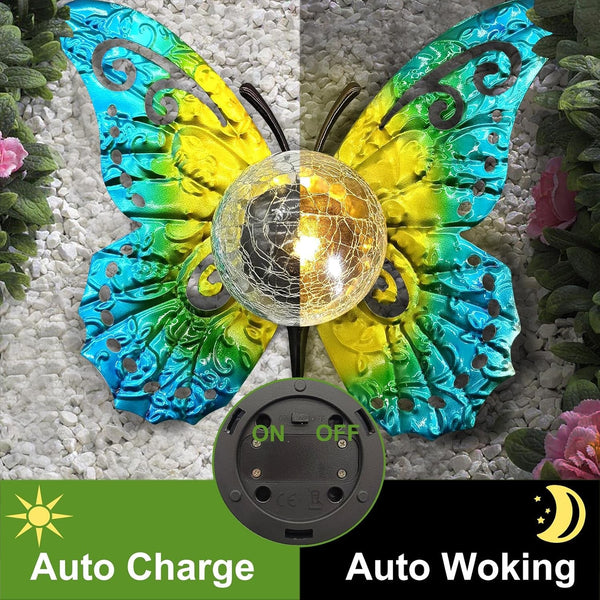 Solar Lights Outdoor Garden Metal Butterfly Decoration5