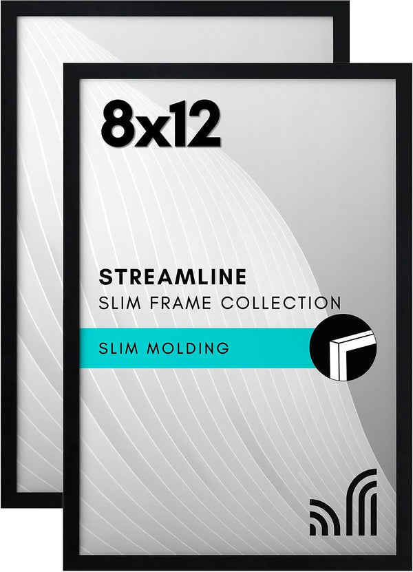 8X12 Picture Frame 2-Pack - Slim Molding - Black1