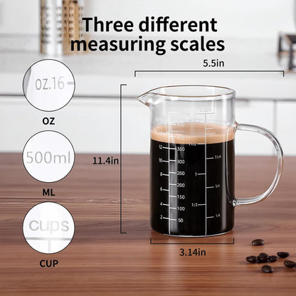 Glass Measuring Cup, 500ML (18OZ, 2 Cups), with Three Scales2