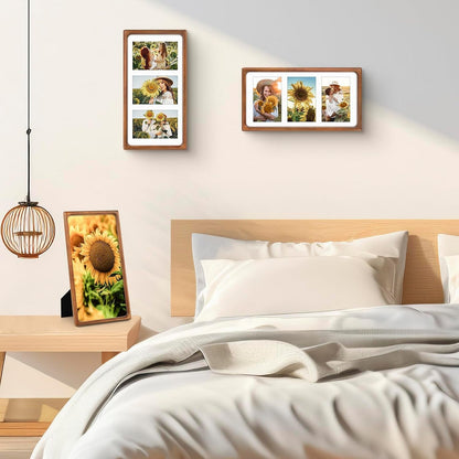4X6 Collage Picture Frame,Solid Wood & Real Glass,3 Photos2
