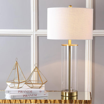 Collins Glass Table Lamp 29.25", Clear/Brass Gold2