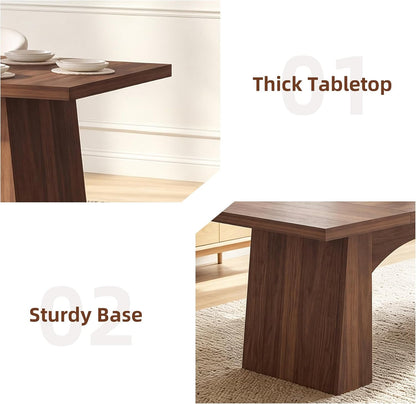 94.5" Extra Long Wood Dining Table for 6-10, Farmhouse Kitchen Table with Arch Cutout Pedestal, Large Dinner Table for Kitchen Dining Room, Walnut7