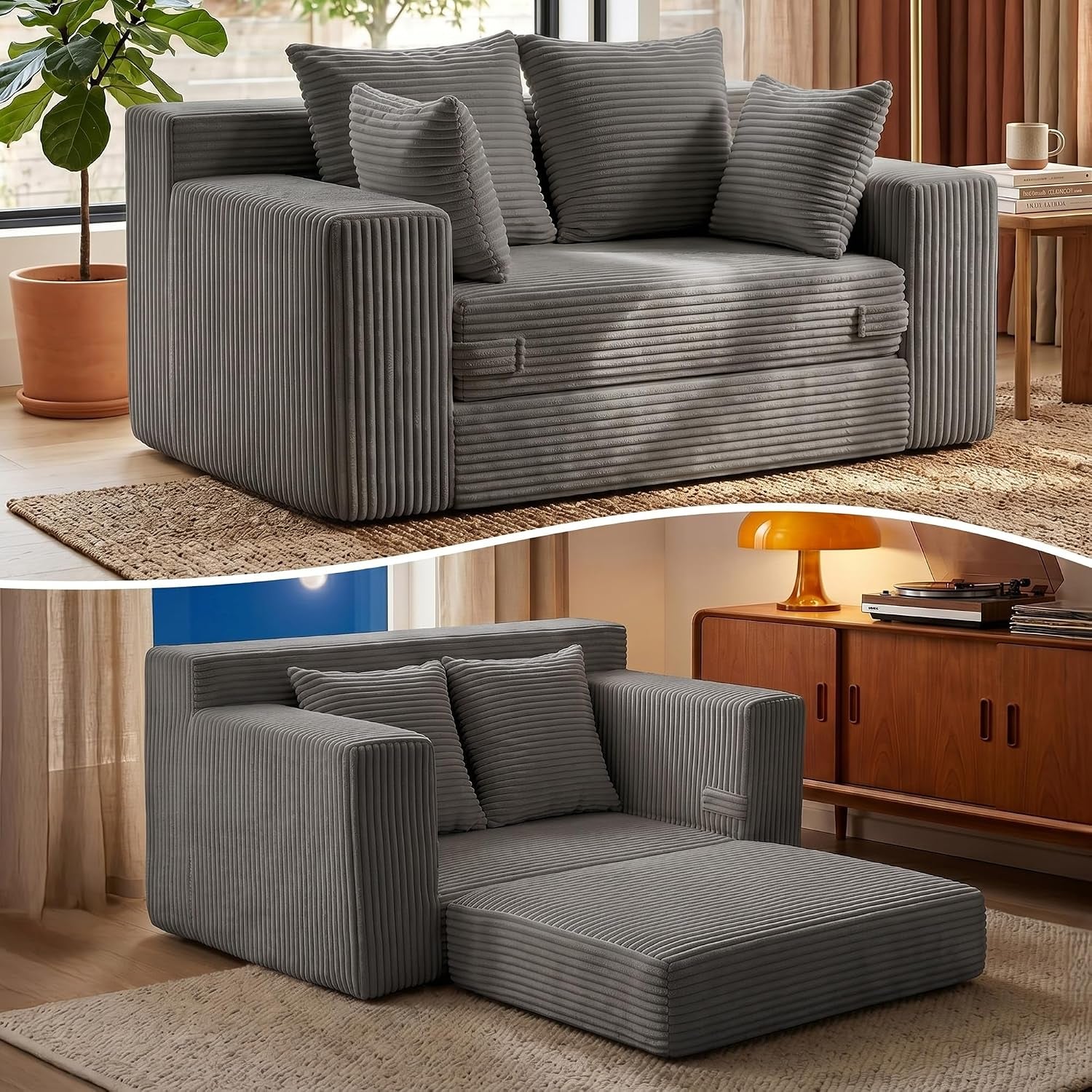 boneless-mini-couch-53-inch-3-in-1-gray-boneless-couches-covertible-sofa-bed-with-4-pillows-small-couches-for-living-room-bedroom-small-space