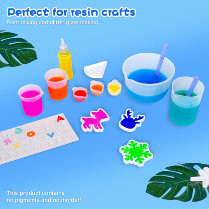 Silicone Resin Mixing Measuring Cups for Resin Supplies, 600Ml/20Oz Bowl, 250 & 100Ml Thickened Reusable Silicone Cups for Epoxy Mixing, with Stir Sticks and Pipettes, Jewelry Making8