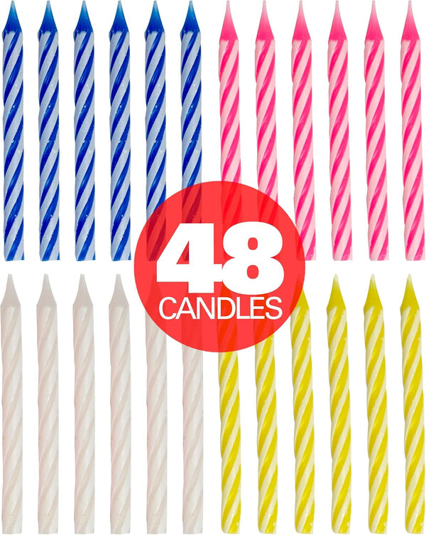 48 Count Birthday Candles Multicolored Spiral, Birthday Candles for Cake2