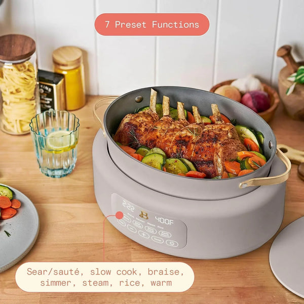 LUGBAR Beautiful 10 in 1, 6 Qt Electric Multi-Cooker Drew Barrymore (Porcini Taupe)2