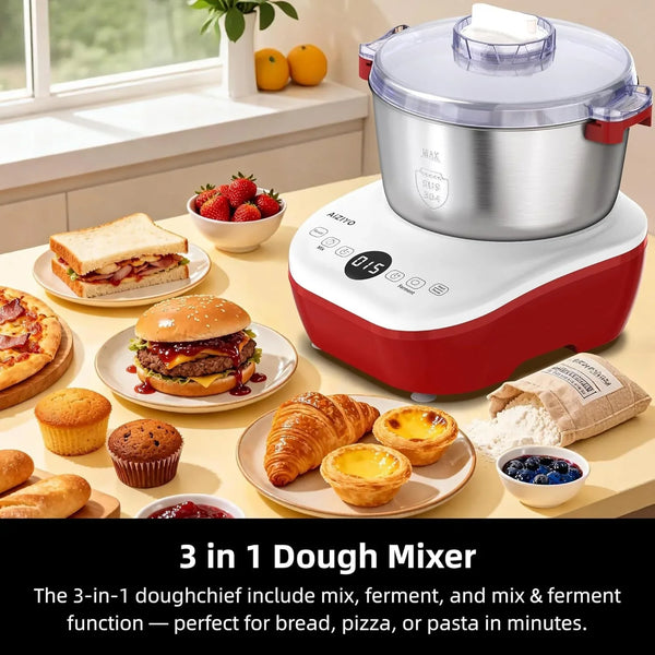 Doughchief, 7.4QT Dough Mixer, Dough Maker with Ferment Function, Bread Maker with 304 Stainless Steel Bowl, Removeable Lid, Touch Panel Control, Proofing Box for Pizza & Bread2