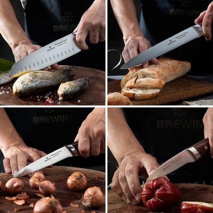 CHEFILOSOPHI Japanese Chef Knife Set 5 PCS with Elegant Red Pakkawood Handle Ergonomic Design,Professional Ultra Sharp Kitchen Knives for Cooking High Carbon Stainless Steel6