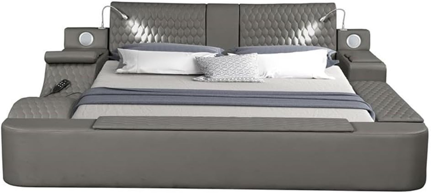 smart-multifunctional-queen-size-bed-wood-frame-gray-upholstery-massage-chaise-usb-charging-storage-drawers-led-lights-bluetooth-speakers-modern-design-for-bedroom-comfort-and
