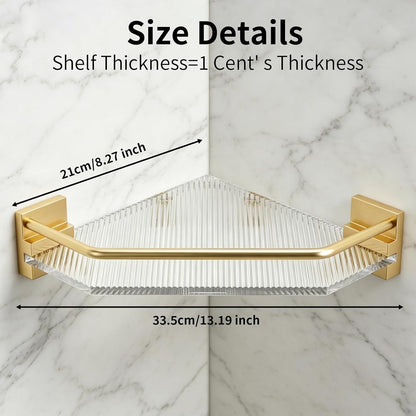 Shower Corner Caddy with Hooks , 2 Pack Luxury Organizer with Upgraded Adhesive System for Bathroom,Kitchen & Balcony, Floating Shower Wall Shelf Bath Basket Rack Heavy Duty 2 Pack (Gold,Acrylic)2