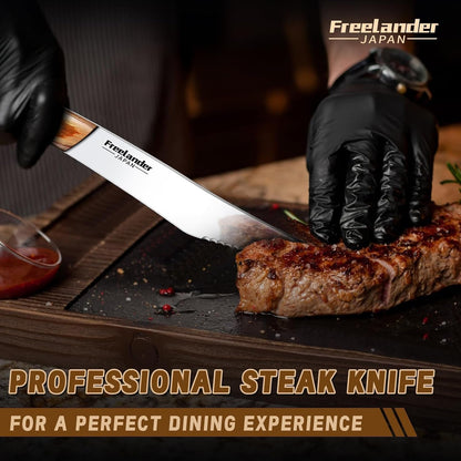 4-Piece Full Tang Forged Pizza Knife Cutter Set for Kitchen | Sharp Serrated Steak Knives, Comfortable Non-Slip Grip, Corrosion-Resistant, Easy to Clean, Thoughtful Kitchen Gifts3