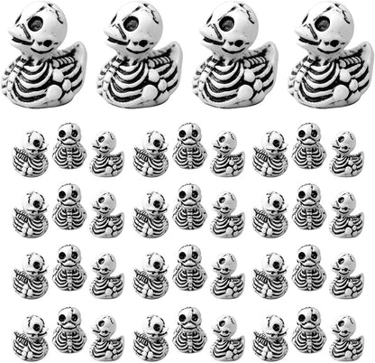 50Pcs Halloween Mini Ducks, Tiny Skeleton Ducks to Hide for Party Decor | Mini Halloween Ducks Spooky Resin Duck Figurines Small Skeleton Figures for Crafts Halloween Decorations, Garden Home Decor1