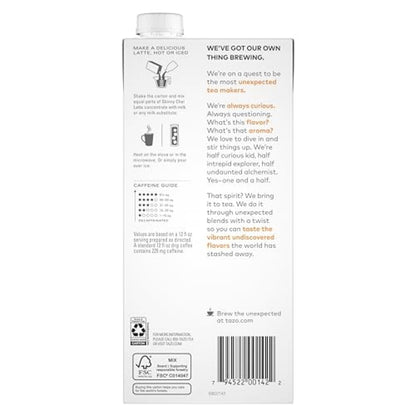 TAZO Skinny Chai Latte Concentrate, 32 Oz Cartons, 2-Pack | Low Calorie Black Tea Blend with Cinnamon, Cardamom, Ginger and Vanilla Spices. Chai Tea Concentrate for Hot or Iced Drinks.2