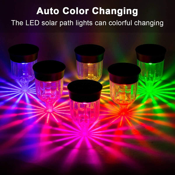 Solar Outdoor Path Lights, Color Changing Waterproof IP65 Auto On/Off Solar Landscape Pathway LED Lights for Back Yard and Walkway Decorative2