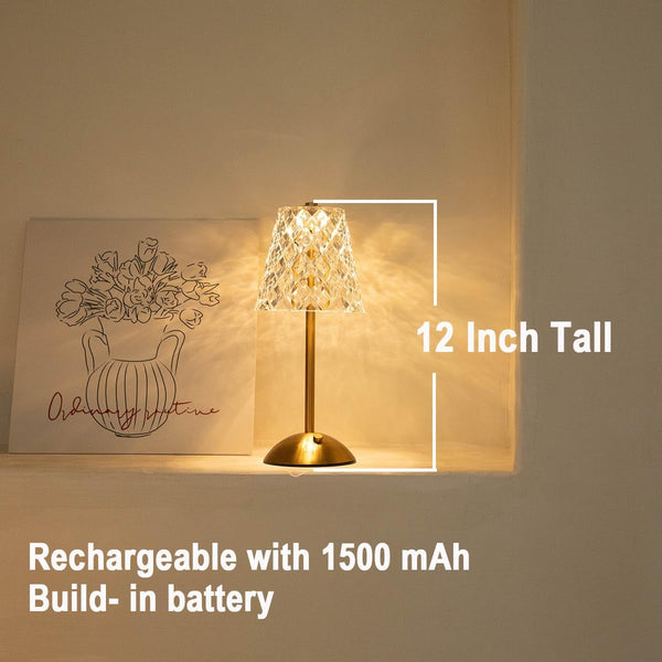 Set of 2 Rechargeable Cordless Table Lamps – 12 Inch Touch Control Desk Lamps, Battery Powered Small Night Light for Bedroom, Living Room, Home Office (Gold)4