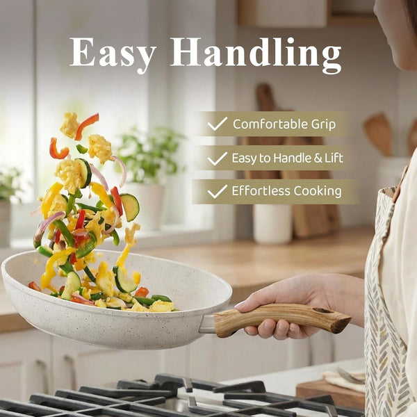 24Pcs Pots and Pans Set, Long-Lasting Ceramic Nonstick Cookware Set | Titanium-Reinforced Coating, Pfas-Free, Induction Compatible, Complete Kitchen Cookware Set for Daily Cooking & Family Meals5