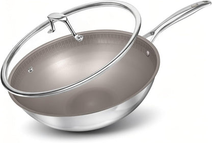 Titanium Wok Pan with Lid – 12" Non-Toxic Pfas-Free Woks & Stir-Fry Pans, Tri-Ply Titanium & Stainless Steel, Induction & Dishwasher Safe1