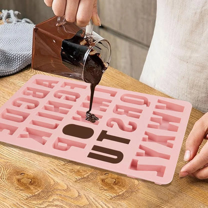 1 Pcs 26 Cavities Silicone Alphabet Chocolate Letter Molds, Letter Molds for Chocolate, Candy, Cake, Biscuit, Large Depth, Easy Release and Clean6