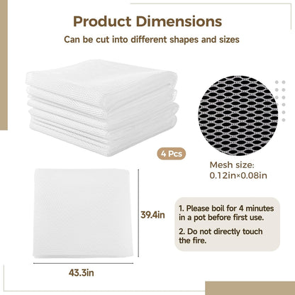 4 Pcs Rice Net, 43.3"×39.4" Sushi Rice Cooking Net, Non-Stick Fine Mesh Rice Cooker Napkins, Tetoron Rice Nets, Cooking Steam Cloths for Homes, Restaurants, Camping4