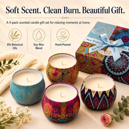 Scented Candles Gift Set for Women, 4 Pack Soy Wax Candles for Home Scented3