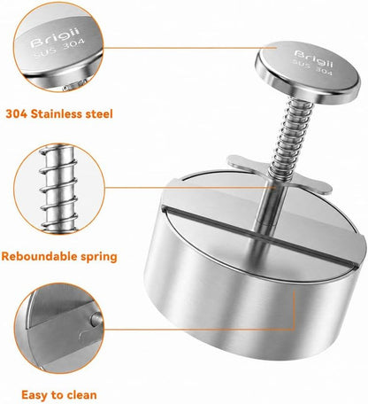 Burger Press, 4.5" 304 Stainless Steel Hamburger Press Patty Make | Spring Back Design, Thickness Guide 100G-400G, Easy Release, No Coating, No Rust, Dishwasher Safe, for Ground Beef Patties5