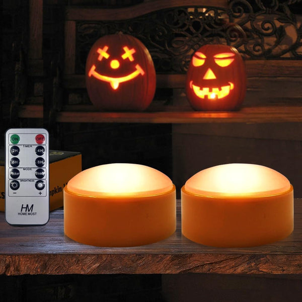 2-Pack Halloween Pumpkin Lights with Remote/Timer - Orange Pumpkin Lights LED Battery Operated Halloween Decor - Jack-O-Lantern Outdoor Decorations1