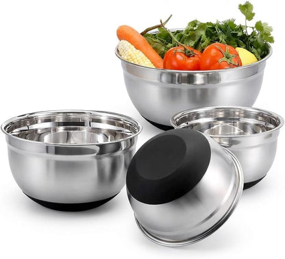 3-Piece Black Stainless Steel Mixing Bowls Set with Non-Slip Silicone Base1